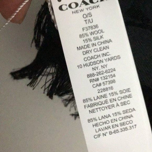 NWT Coach Signature C Wrap Wool Silk Blend Black - Picture 7 of 8